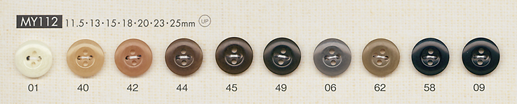 MY112 4 孔聚酯纖維鈕扣，適合簡單優雅的襯衫和襯衫 大阪鈕扣（DAIYA BUTTON）