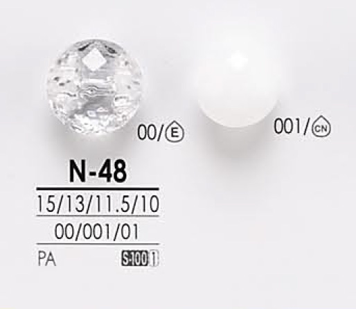 N48 用於透明度和染色的鑽石切割鈕扣 愛麗絲鈕扣
