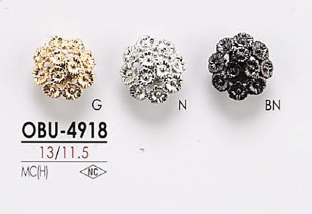 OBU4918 花朵圖形元素金屬鈕扣 愛麗絲鈕扣