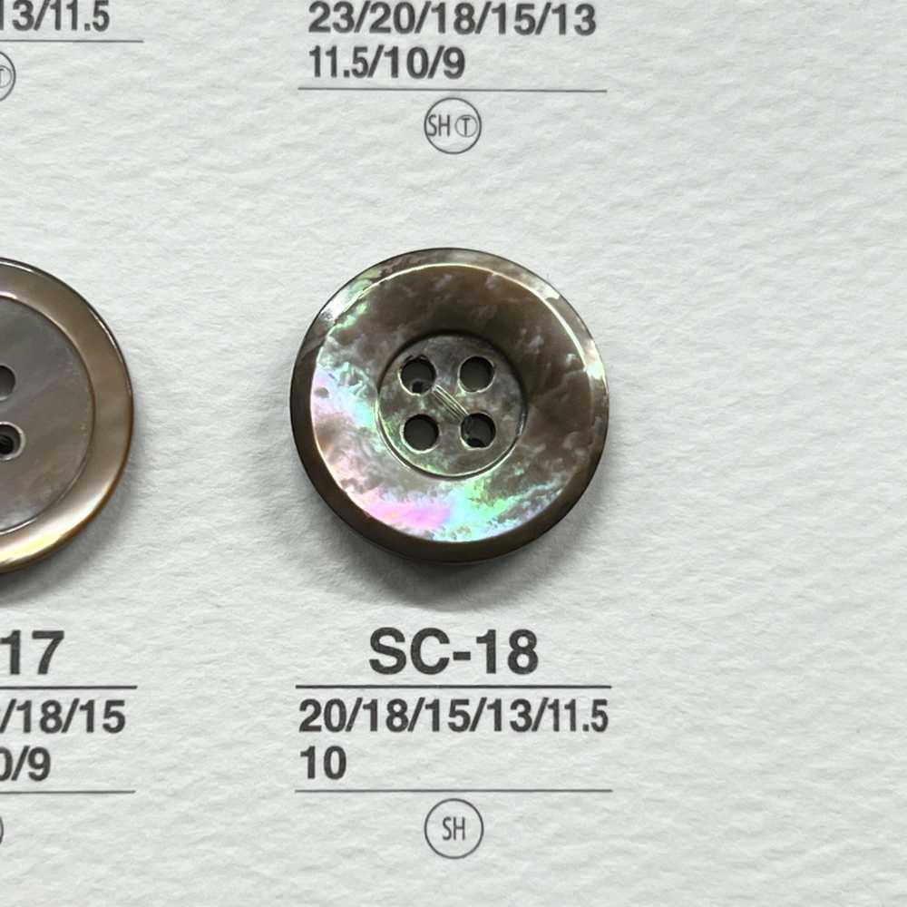 SC18 天然材料貝殼製成 4 孔光面鈕扣 愛麗絲鈕扣