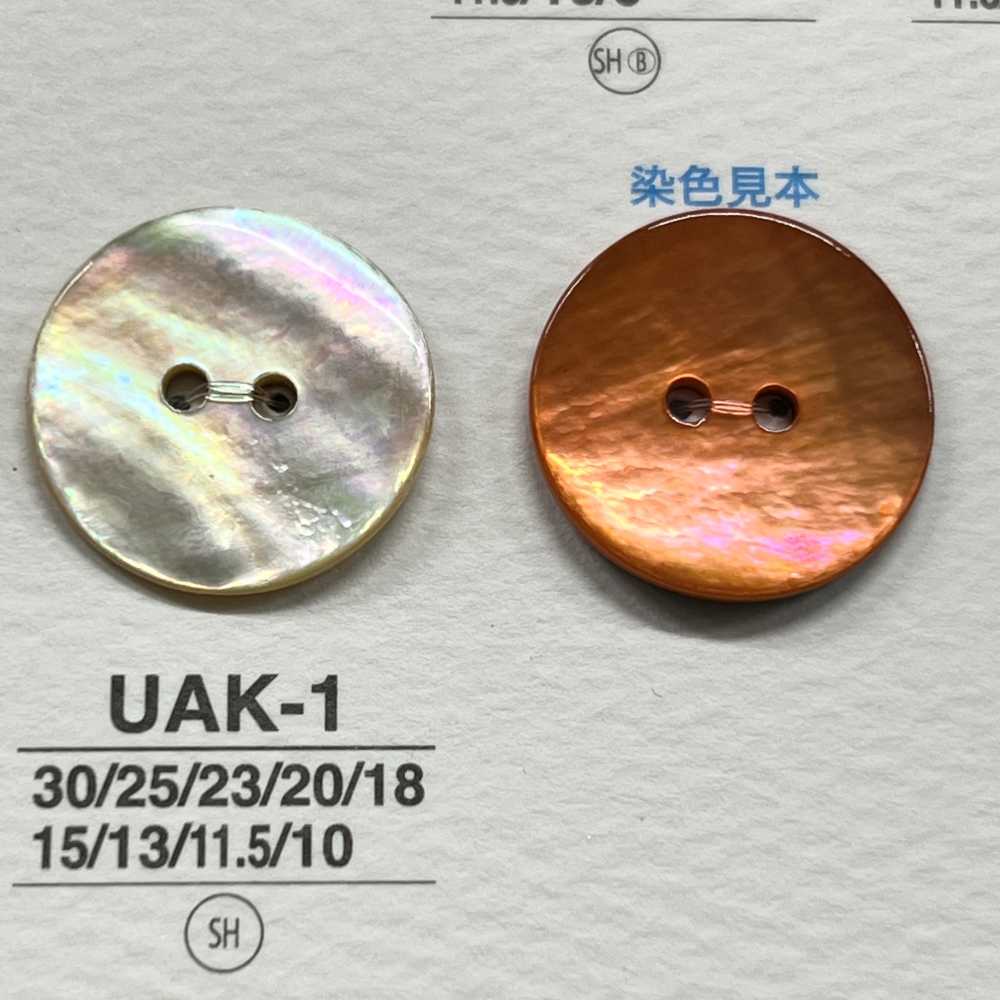 UAK1 天然材料外殼染色前孔 2 孔光面鈕扣 愛麗絲鈕扣