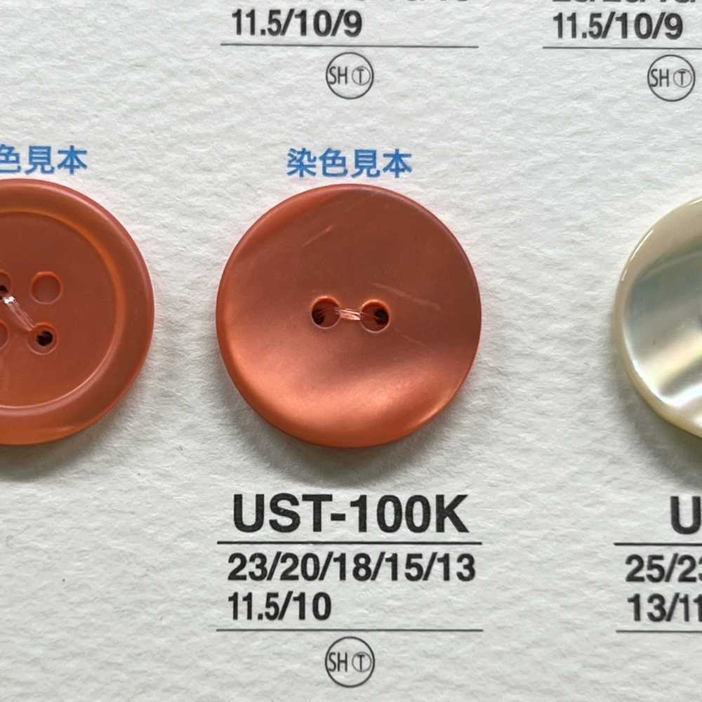 UST100K 天然材料染色前孔2貝殼貝殼啞光鈕扣 愛麗絲鈕扣