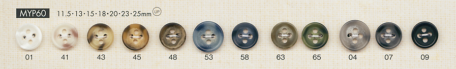 MYP60 4 孔聚酯纖維鈕扣，用於仿水牛襯衫和夾克 大阪鈕扣（DAIYA BUTTON）