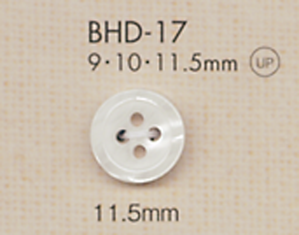 BHD17 DAIYA BUTTONS 四孔RIVER SHELL 仿聚酯纖維鈕扣，帶防震有邊 大阪鈕扣（DAIYA BUTTON）
