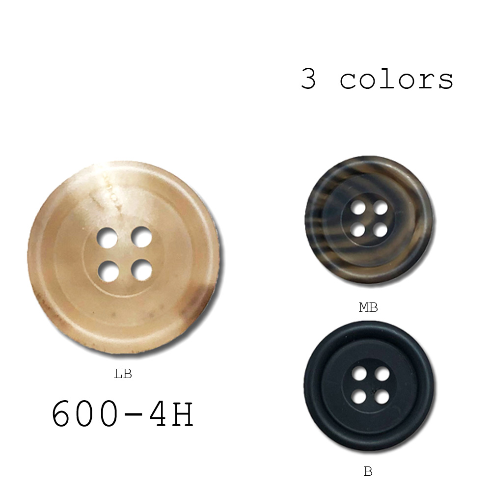 600-4H 4孔水牛角鈕扣鈕扣，用於家用西裝和夾克 山本（EXCY）