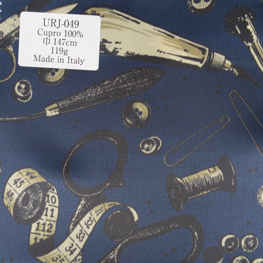 URJ-049 意大利銅氨100% 印花里料環工具和鈕扣設計 藍色 TCS