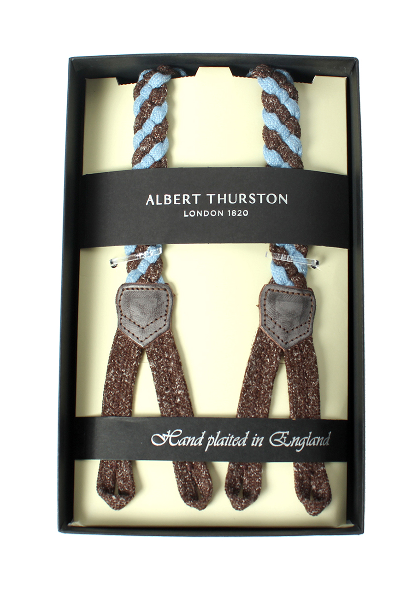 AT-4ST-BS Albert Thurston吊帶藍色棕色亞麻花邊[正裝配飾] ALBERT THURSTON