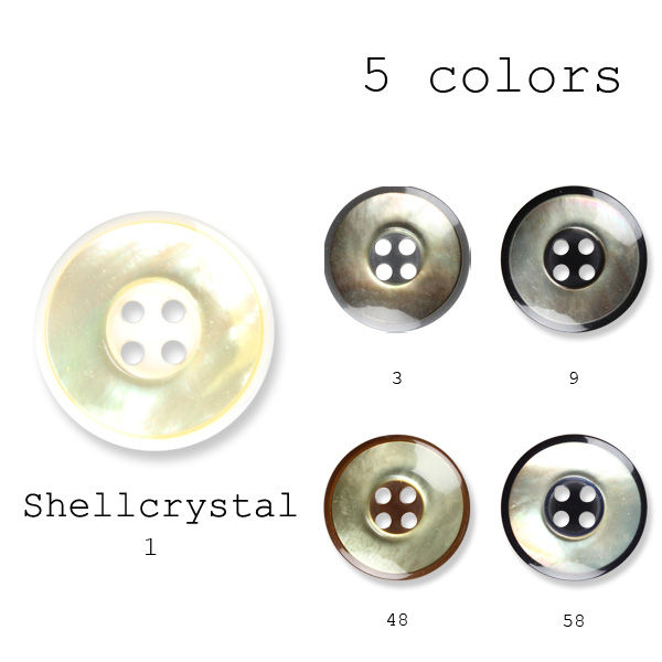 シェルクリスタル 貝殼/聚酯纖維紐扣，適用於西裝和夾克，日本製造[特價][鈕扣]