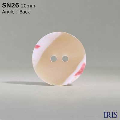 SN26 天然材料由尖尾螺製成 2 孔光澤鈕扣 愛麗絲鈕扣 更多照片