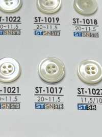 ST1017 由尖尾螺製成，正面有 4 個孔，有光澤的鈕扣 愛麗絲鈕扣 更多照片