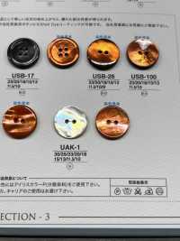 UAK1 天然材料外殼染色前孔 2 孔光面鈕扣 愛麗絲鈕扣 更多照片