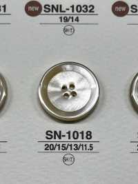 SN1018 由尖尾螺製成，正面有 4 個孔，有光澤的鈕扣 愛麗絲鈕扣 更多照片