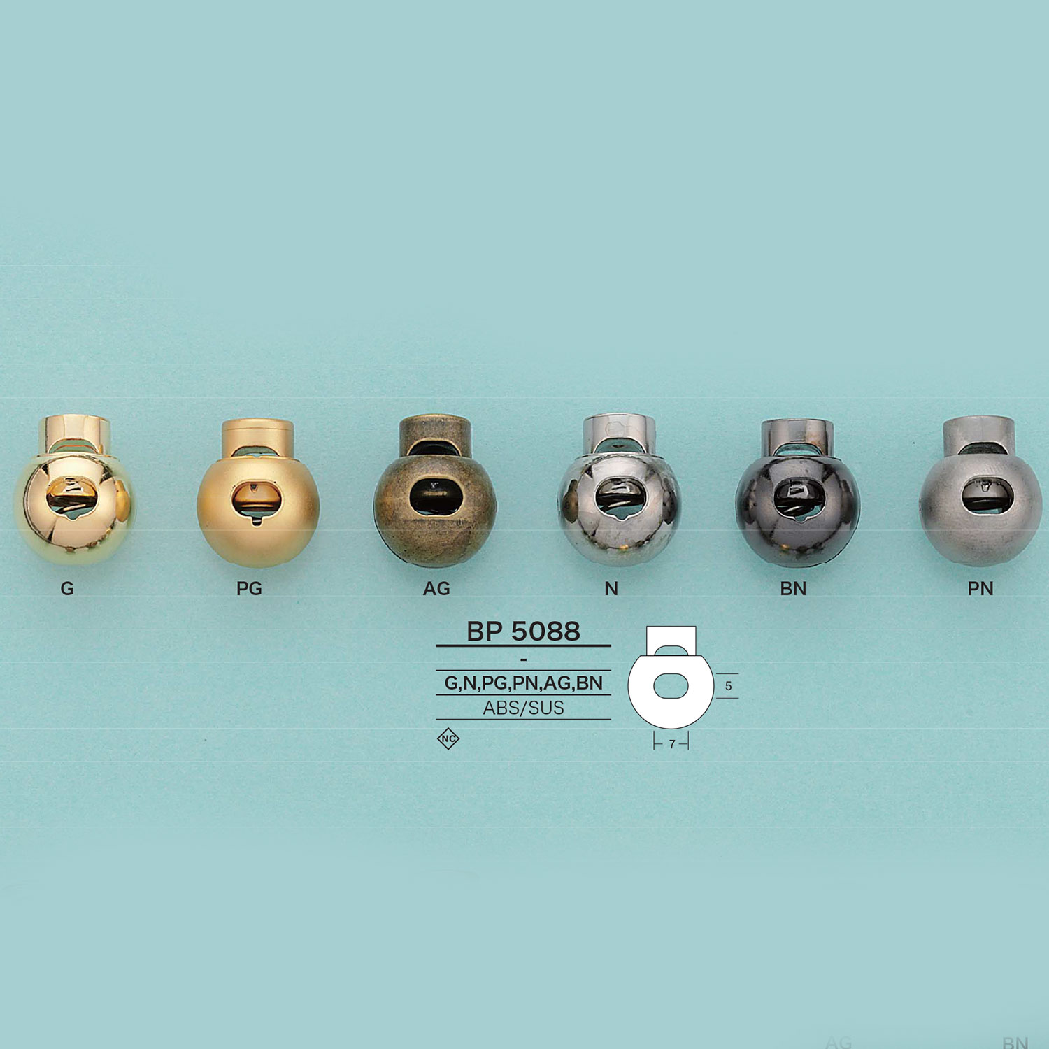 BP5088 圓繩子鎖[扣和環] 愛麗絲鈕扣