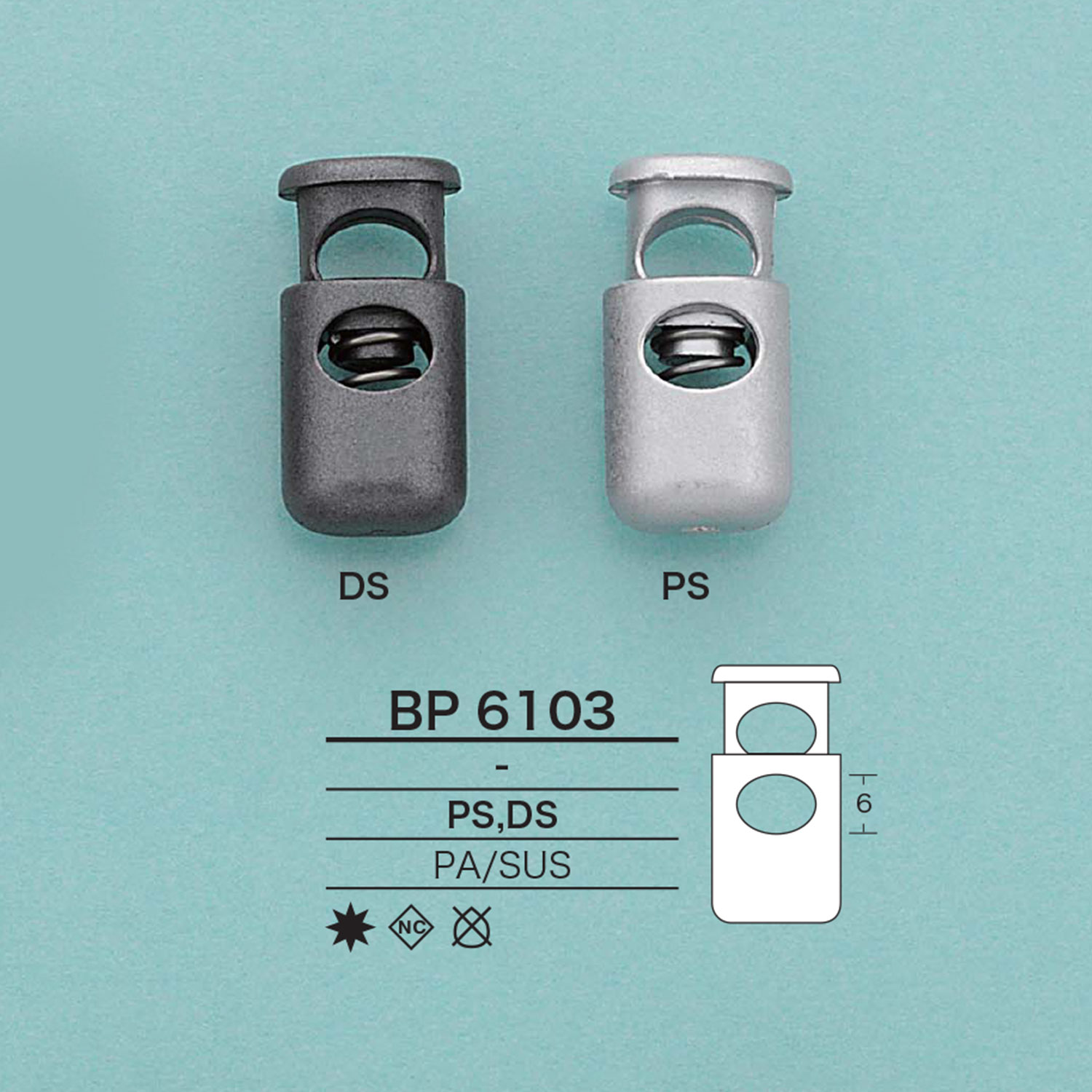 BP6103 圓柱繩子鎖[扣和環] 愛麗絲鈕扣