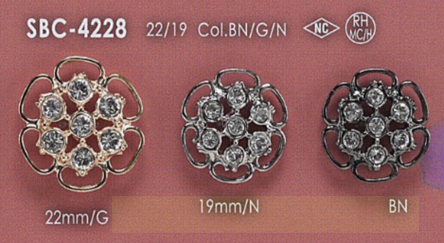 SBC4228 玻璃/高金屬半圓紐扣[鈕扣] 愛麗絲鈕扣