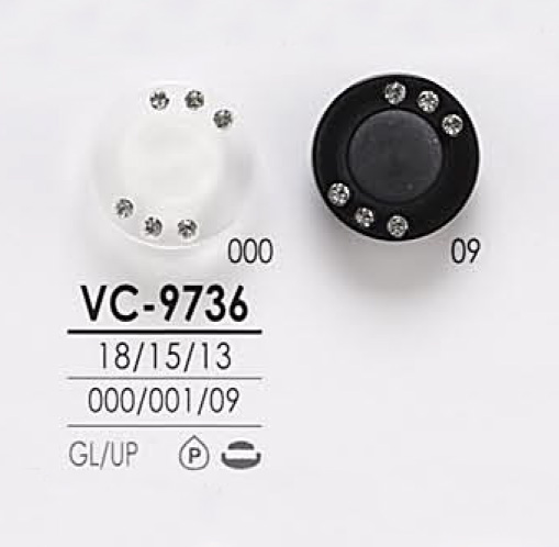 VC9736 染色用水晶石鈕扣 愛麗絲鈕扣