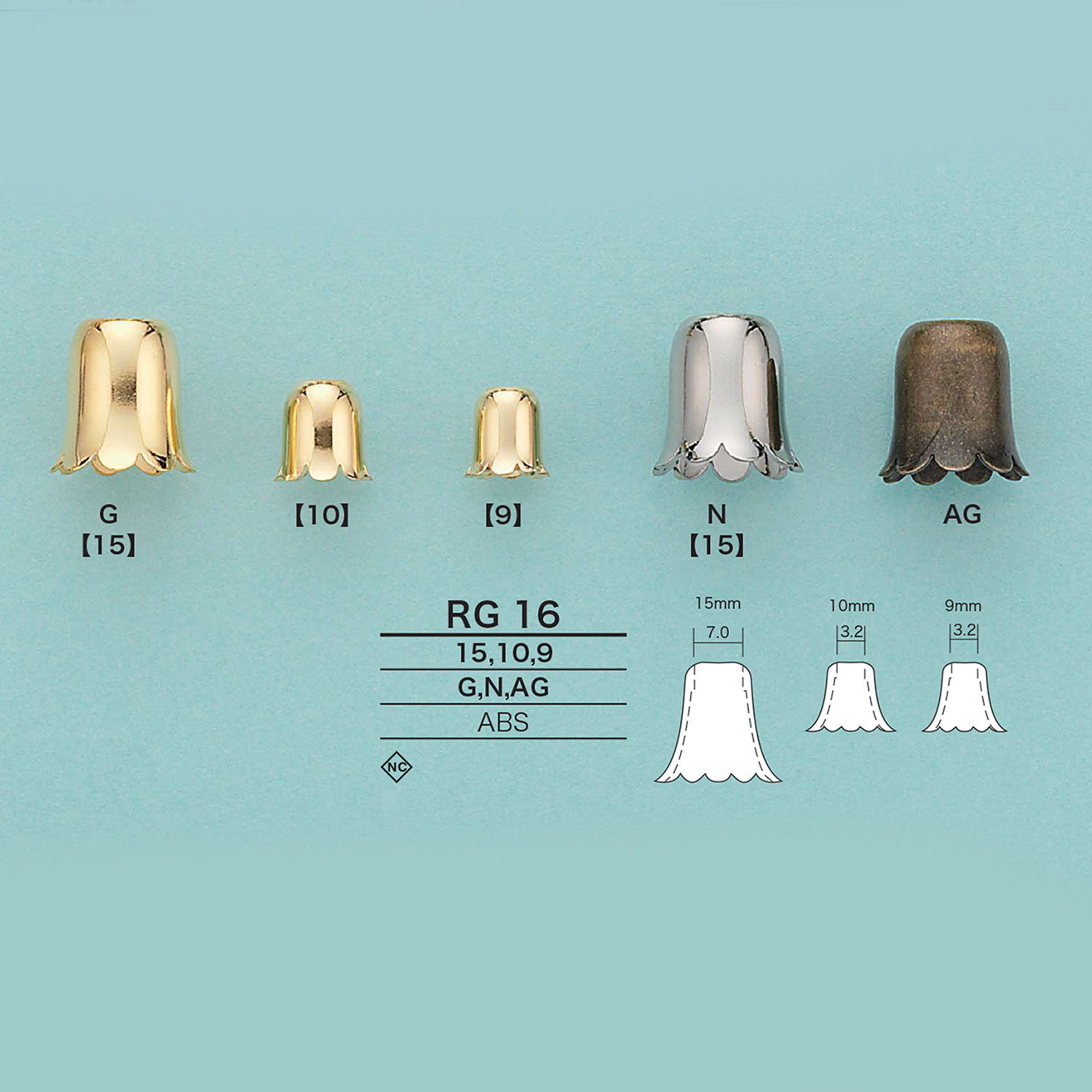 RG16 鬱金香形繩帽（鍍）[扣和環] 愛麗絲鈕扣