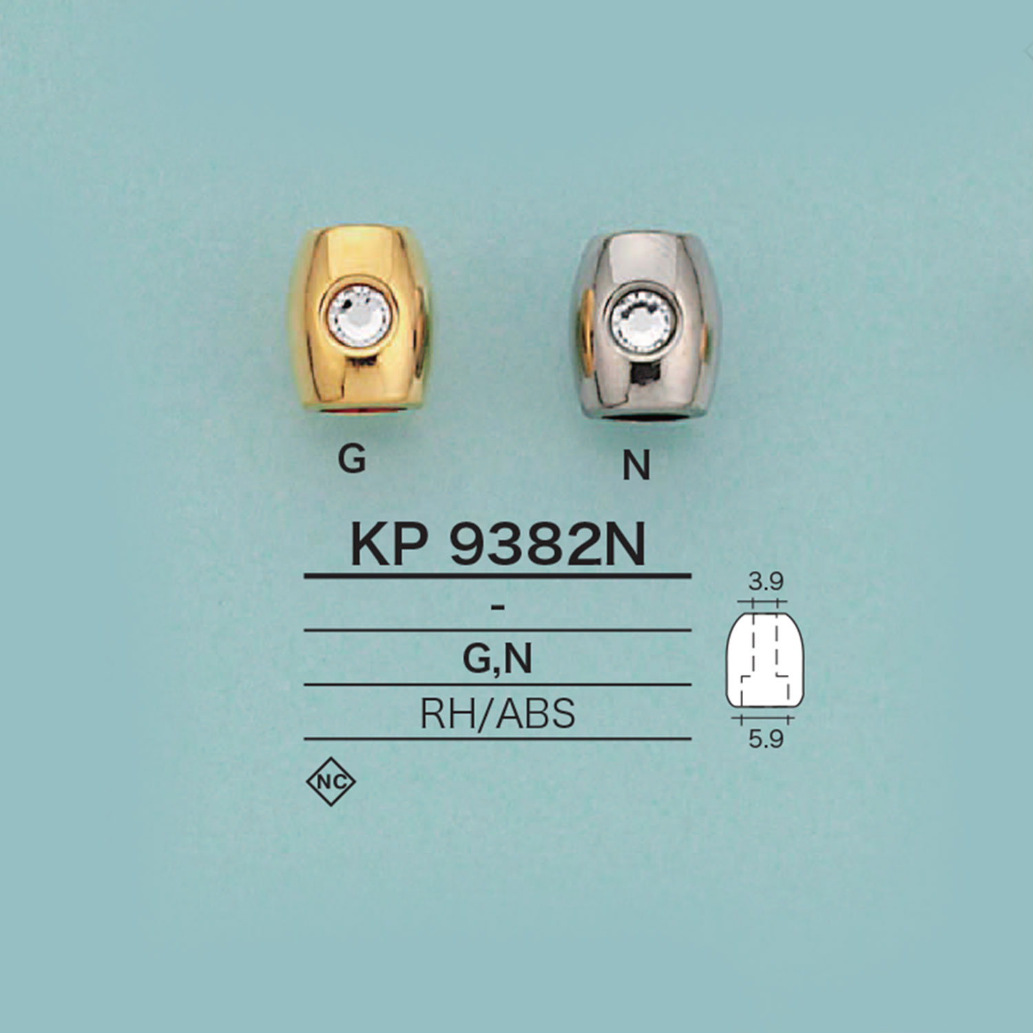 KP9382N 水鑽繩帽（鍍）[扣和環] 愛麗絲鈕扣