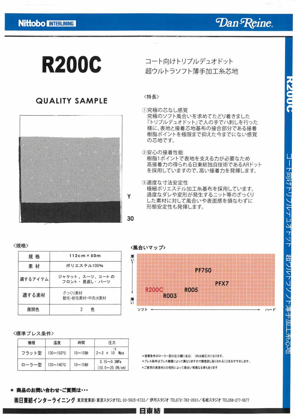 R200C Triple for 大衣Duo 圓點超柔軟線襯布 日東紡績