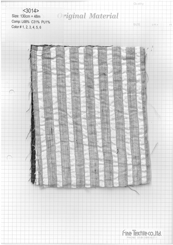 3014 亞麻棉條紋抽褶[面料] 精細紡織品
