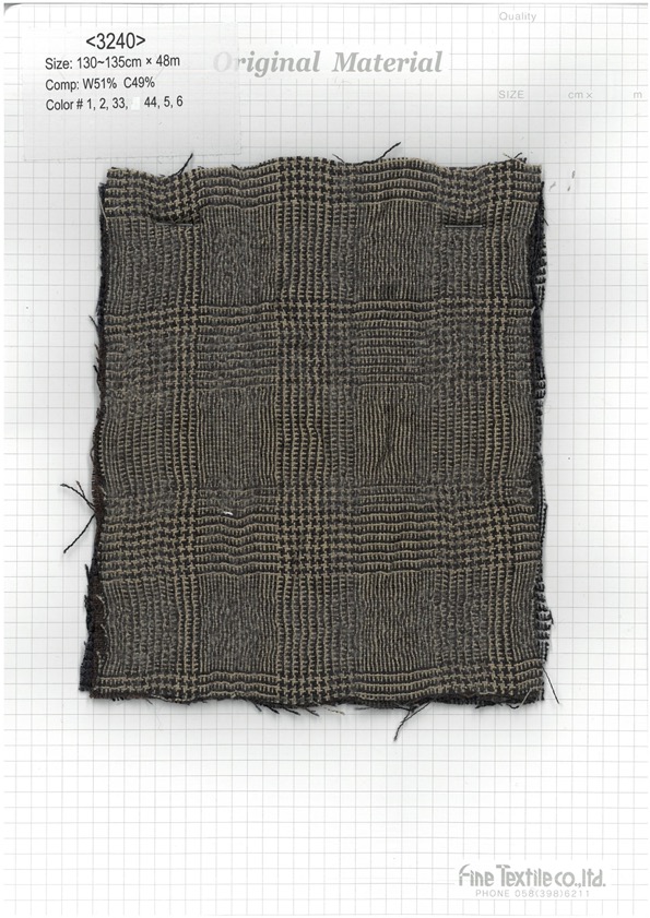 3240 棉毛水洗加工格倫格紋[面料] 精細紡織品