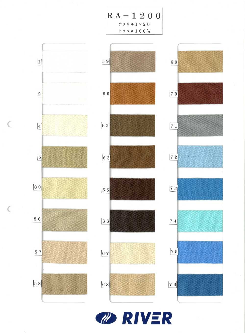 RA-1200 腈綸斜紋帶[緞帶、帶、繩子] RIVER
