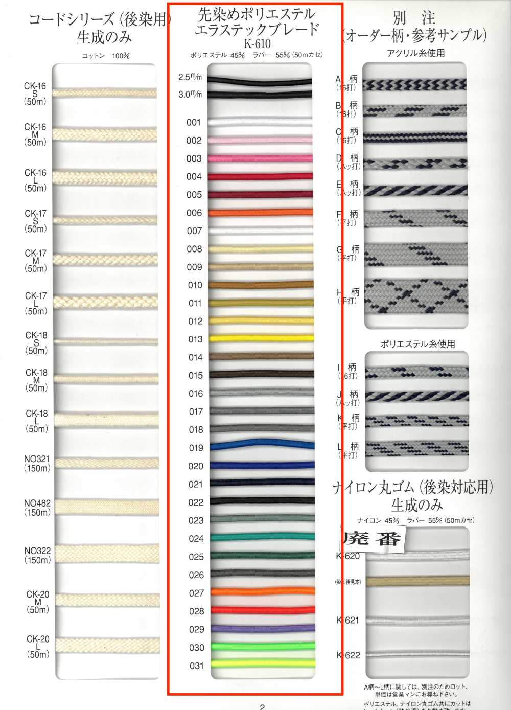 K-610 色織聚酯纖維彈性編織花邊[緞帶、帶、繩子] RIVER