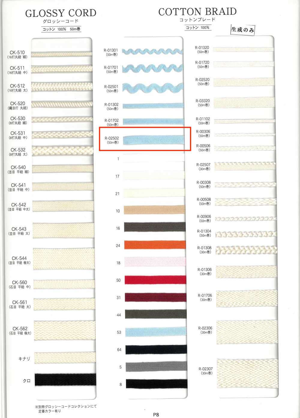 R-02502 [緞帶、帶、繩子] RIVER