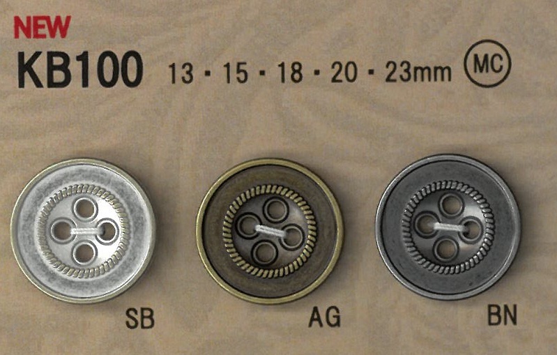 KB100 復古風格的金屬紐扣，帶有邊框。[羈扣] DAIYA BUTTON