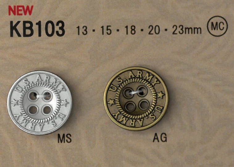 KB103 復古風格的金屬紐扣，帶有邊框。[羈扣] DAIYA BUTTON