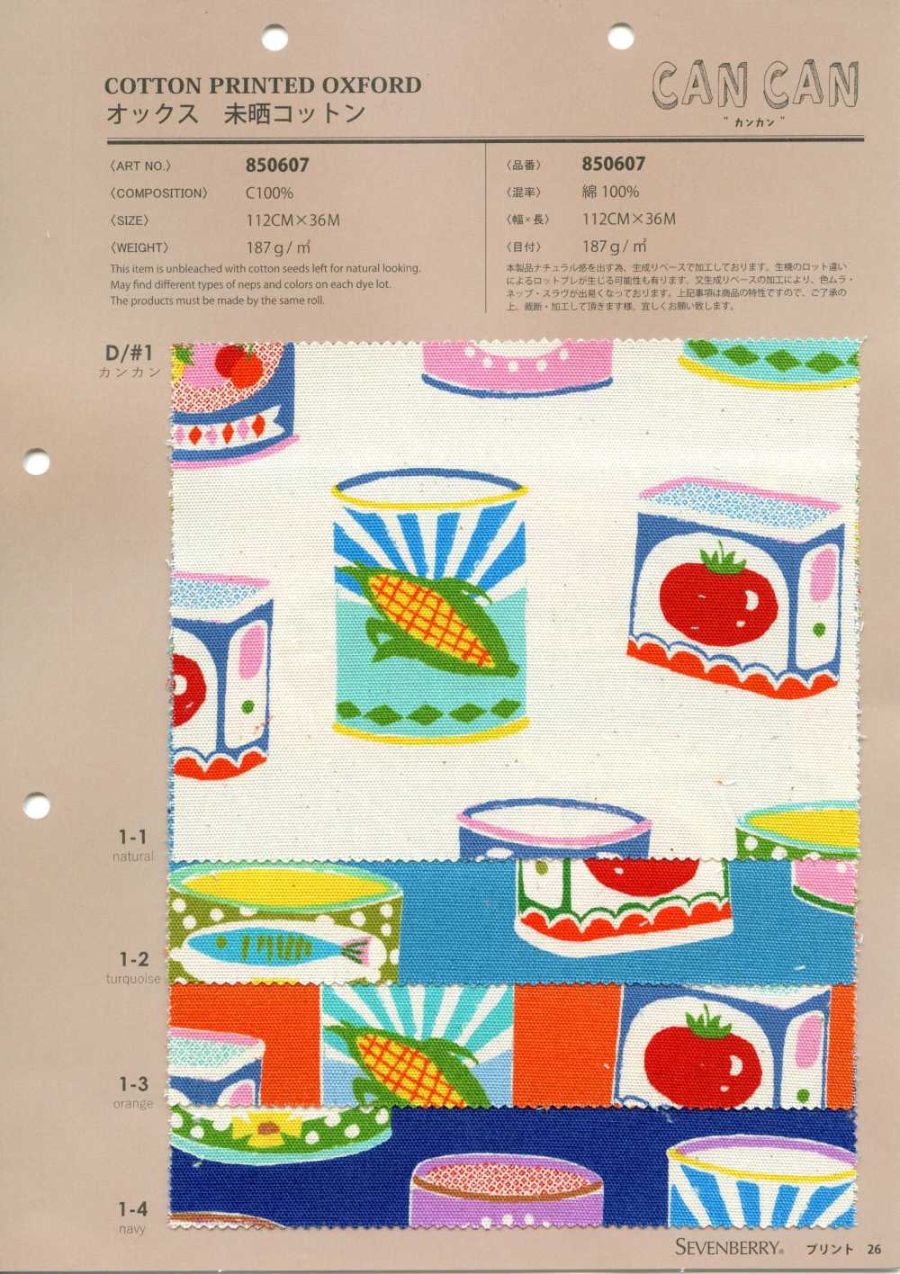 850607 未漂白的牛津棉[布料] VANCET
