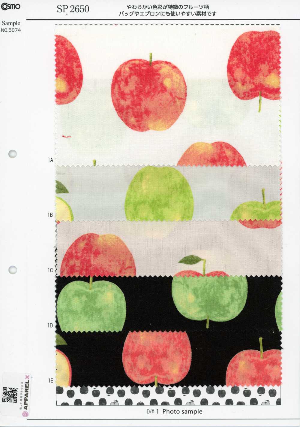 SP2650 Fruits Garden 牛津 (整卷)[布料] Cosmo Textile