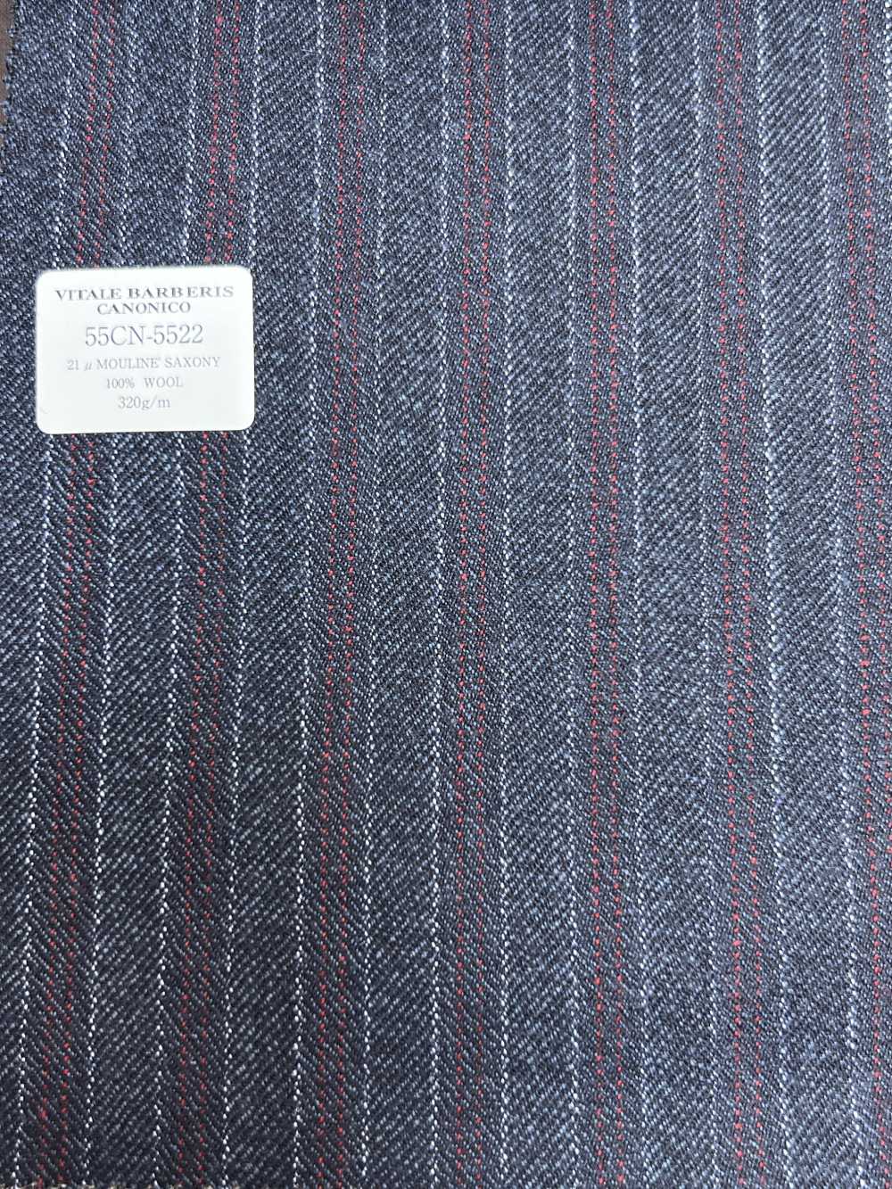 55CN5522 CANONICO 21μ MOULINE' SAXONY 海軍藍交替條紋[布料] 佳能