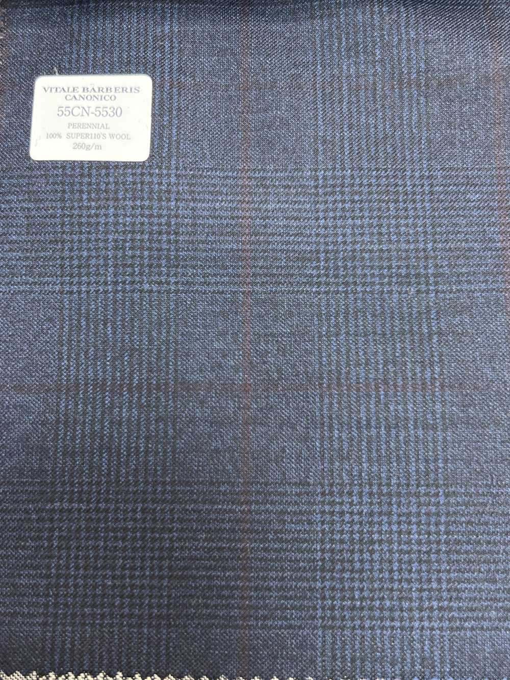 55CN5530 CANONICO PERENNIAL SUPER110'S 海軍藍 x 酒紅色格倫格紋[布料] 佳能