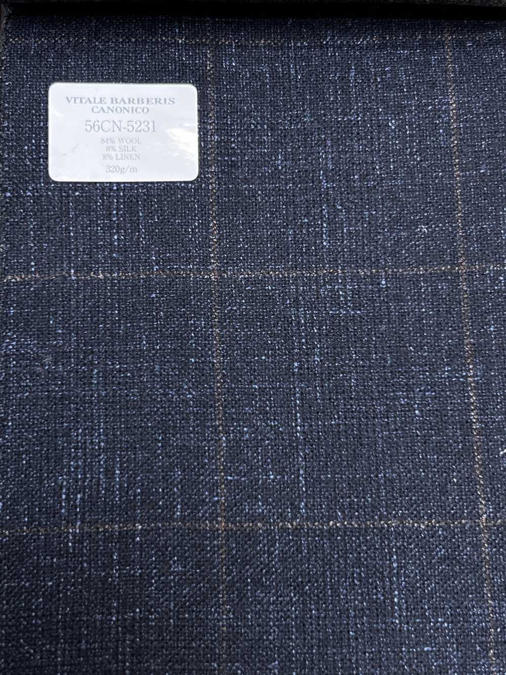56CN5231 CANONICO WOOL SILK & LINEN 花式西裝布料 海軍藍/棕色 窗格紋 佳能