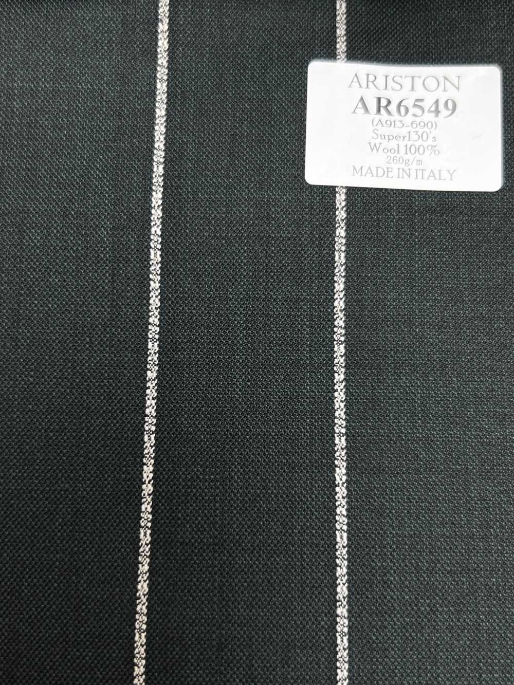 AR6549 ARISTON Super130's 綠色×白色 條紋[布料] 細井商事株式會社