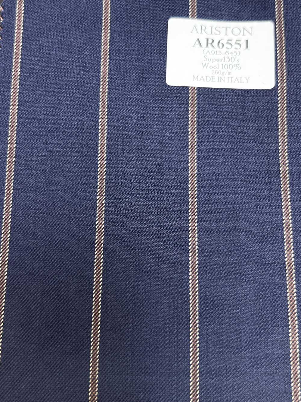 AR6551 ARISTON Super130's 海軍藍×棕色 條紋[布料] 細井商事株式會社