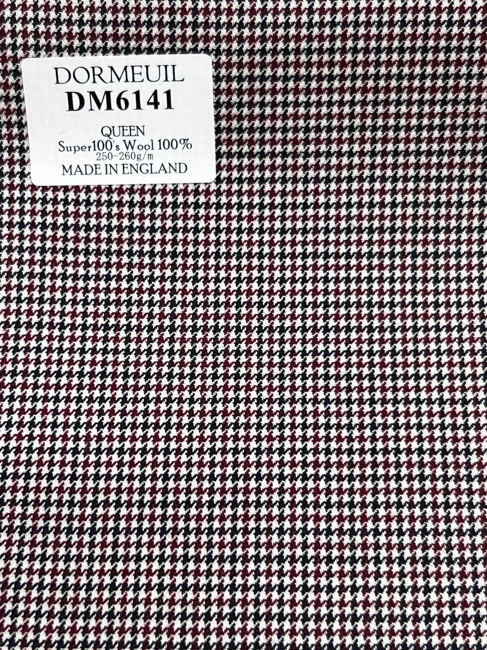 DM6141 DORMEUIL QUEEN Super100's 黑×紅 千鳥格[布料] 細井商事株式會社