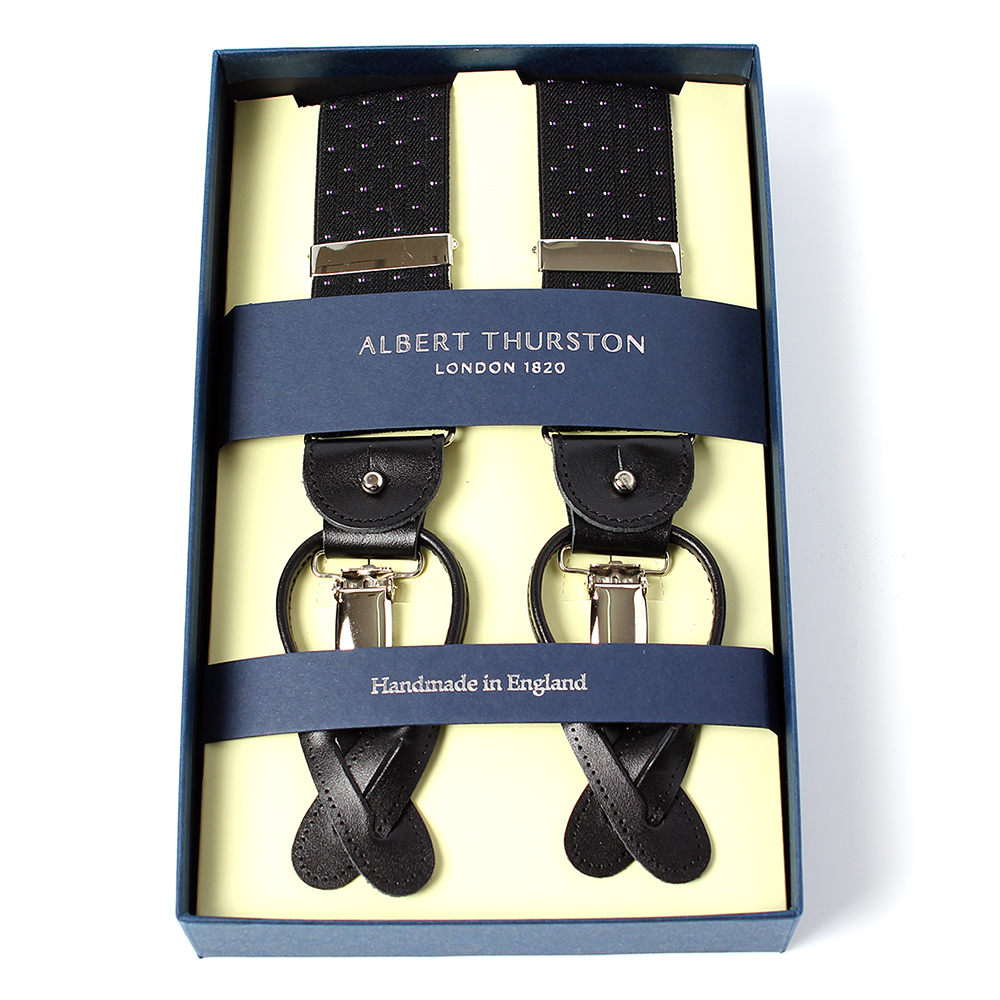 AT-2313-BK Albert Thurston吊帶針圓點圖案 35MM 黑色[正裝配飾] ALBERT THURSTON