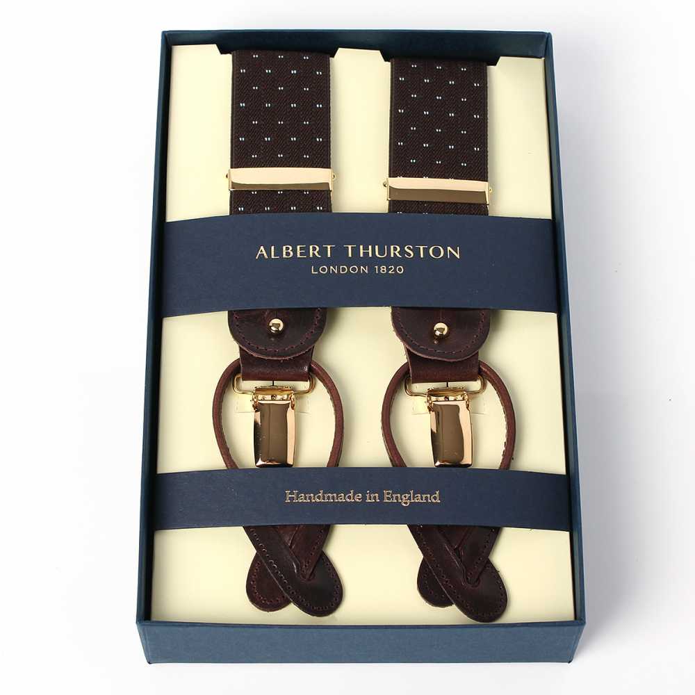 AT-2313-BR Albert Thurston吊帶針點設計 35MM 棕色[正裝配飾] ALBERT THURSTON