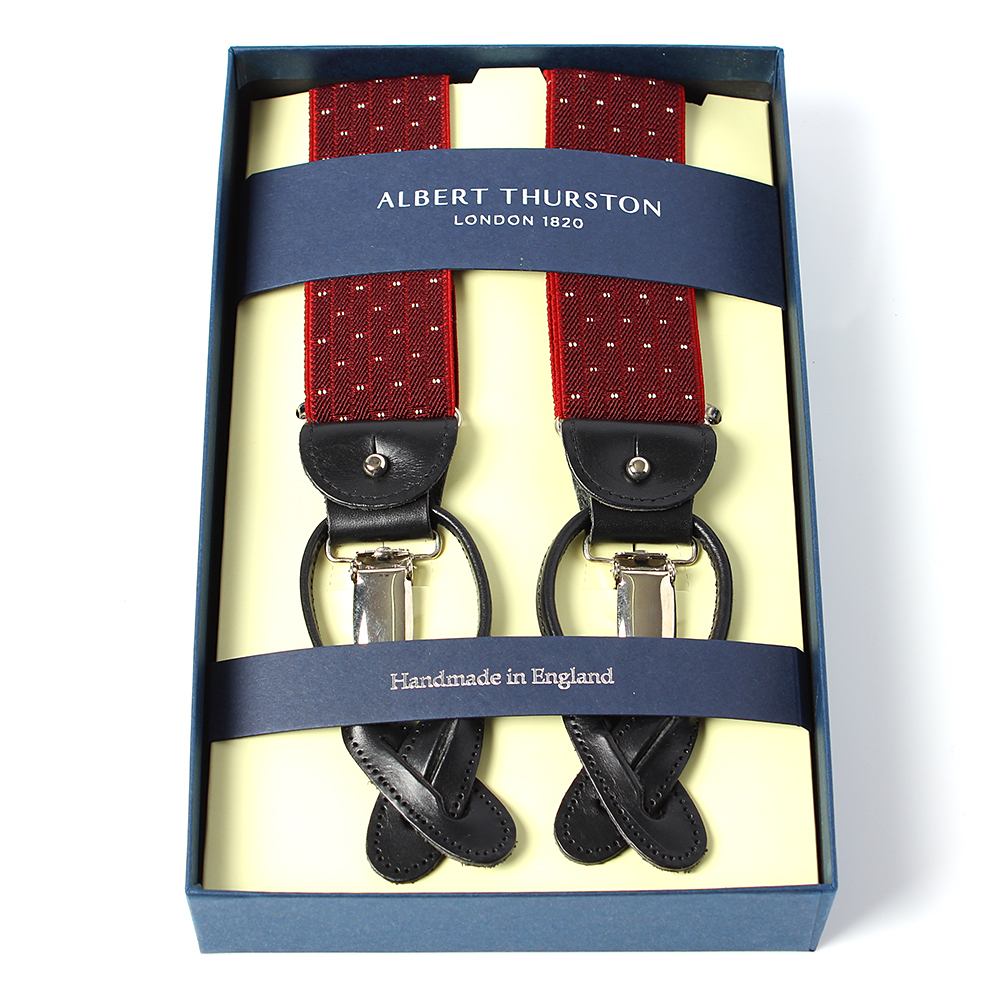 AT-2313-WI Albert Thurston吊帶針圓點圖案 35MM 酒紅色[正裝配飾] ALBERT THURSTON