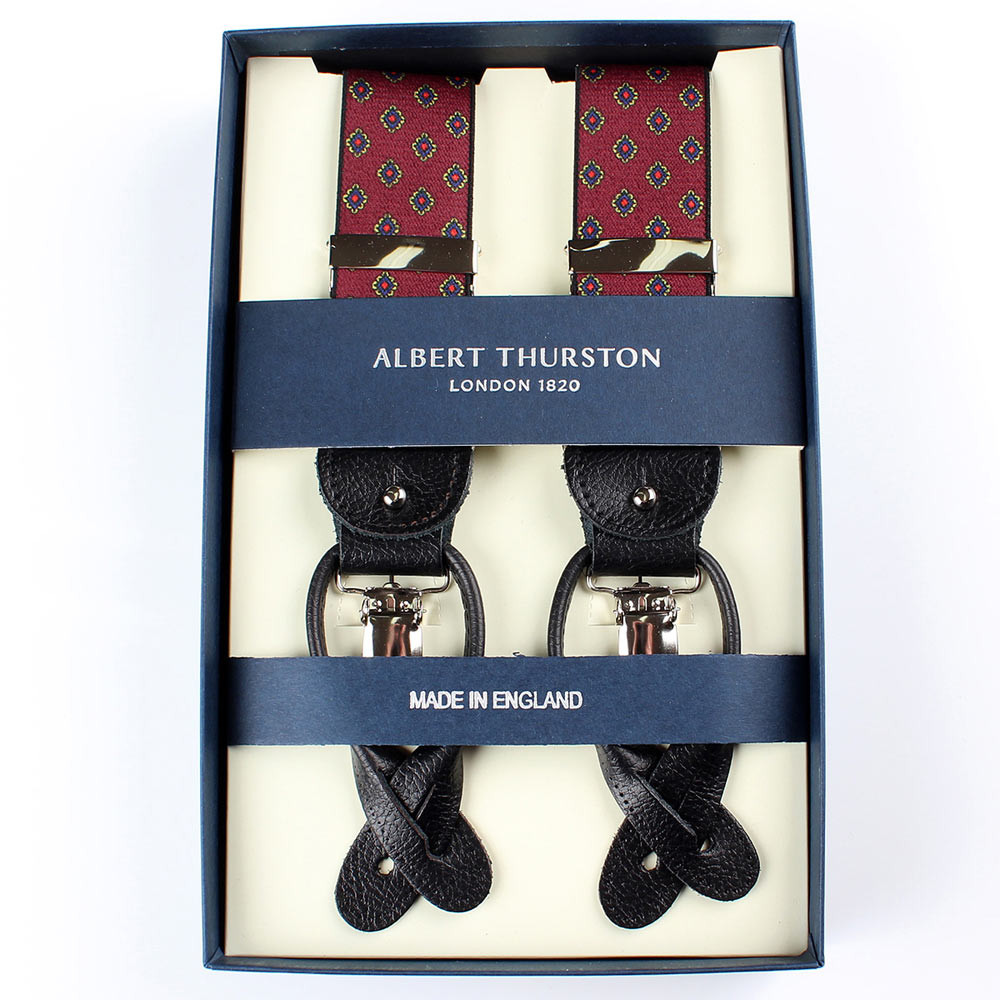 AT-2387-WI Albert Thurston 吊帶 小紋圖案 35MM 酒紅[正裝配件] ALBERT THURSTON