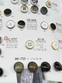 AY74 4 孔鈕扣，帶仿貝殼鉚釘，用於染色 愛麗絲鈕扣 更多照片