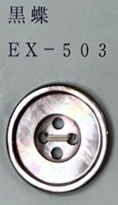 EX503 四孔 有邊 黑蝶貝殼鈕扣