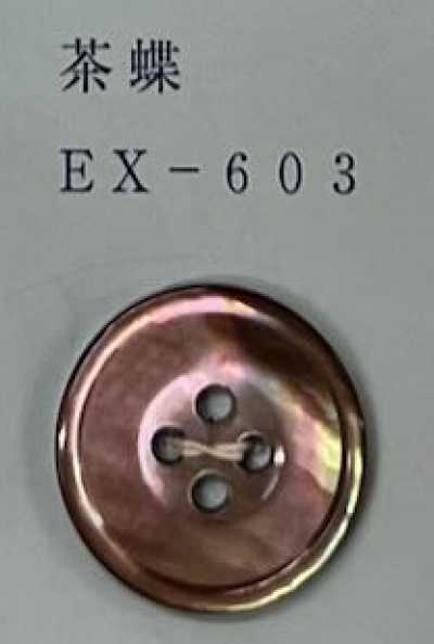 EX603 四孔 帶邊 茶蝶貝殼鈕扣