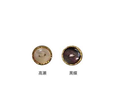 KS1G 兩眼 帶邊 貝殼鈕扣 金色