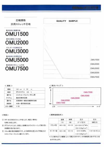 OMU5000 適用於厚重服裝的通用襯布 50D