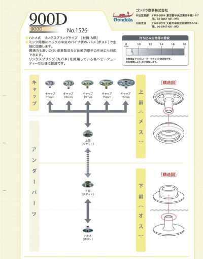 1526 900D 四合扣 帽蓋 上部零件