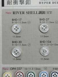 BHD30 DAIYA BUTTONS 防震四孔RIVER SHELL 風格聚酯纖維紐扣[鈕扣] 大阪鈕扣（DAIYA BUTTON） 更多照片