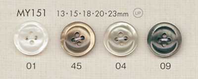 MY151 DAIYA BUTTONS 有邊 四孔 仿貝殼聚酯纖維鈕扣